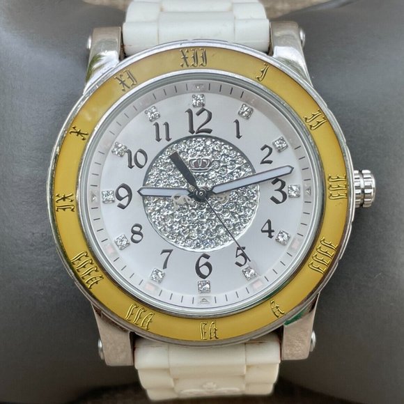 Juicy Couture Accessories - Juicy Couture Ladies Wrist Watch Crytals Accent Face White Rubber Band Quartz